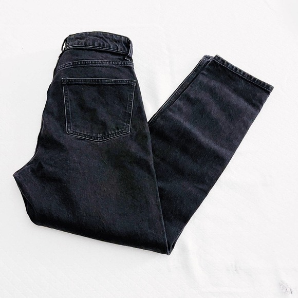 Zara Black Wash Distressed Straight Leg Denim Jeans SZ10 - Picture 5 of 6